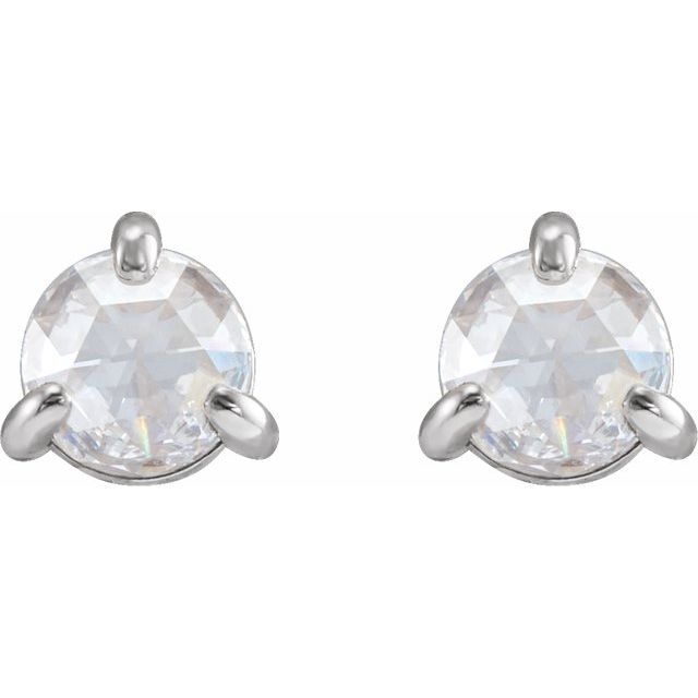 Sterling Silver 3/8 CTW Rose-Cut Natural Diamond Stud Earrings