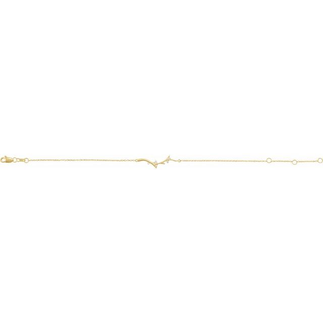 14K Yellow .06 CTW Natural Diamond Branch Bar 6 1/2-7 1/2" Bracelet