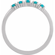 Platinum Natural Turquoise Cabochon Stackable Ring