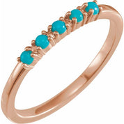 14K Rose Natural Turquoise Cabochon Stackable Ring - 72176:108:P