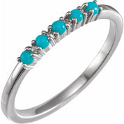 Sterling Silver Natural Turquoise Cabochon Stackable Ring - 72176