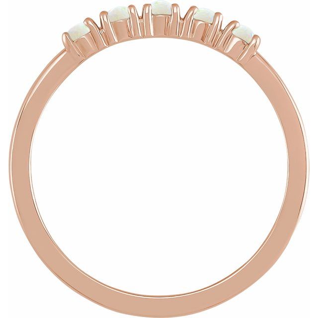 14K Rose Natural White Opal Cabochon Stackable Ring - 72176:107:P