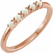 14K Rose Natural White Opal Cabochon Stackable Ring - 72176:107:P