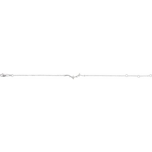 14K White .06 CTW Natural Diamond Branch Bar 6 1/2-7 1/2" Bracelet