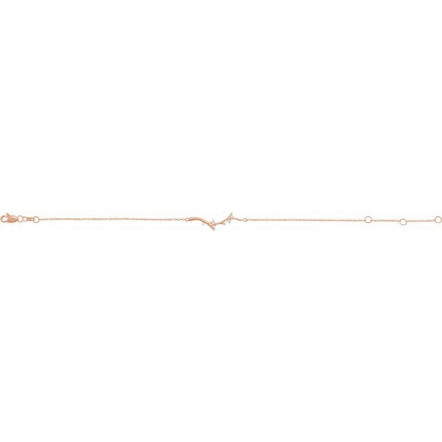 14K Rose .06 CTW Natural Diamond Branch Bar 6 1/2-7 1/2" Bracelet