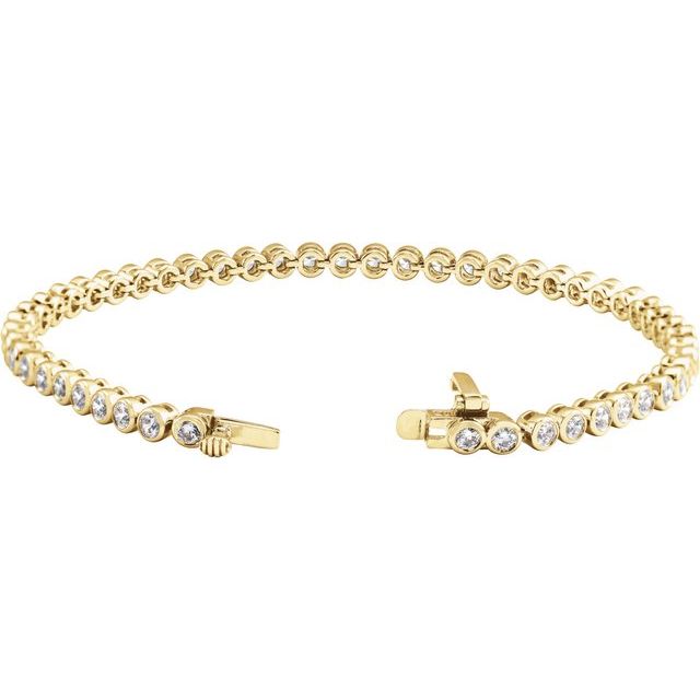 14K Yellow 3 1/2 CTW Lab-Grown Diamond Bezel-Set 7" Bracelet