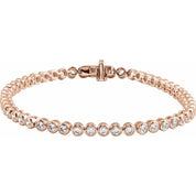 14K Rose 3 1/2 CTW Lab-Grown Diamond Bezel-Set 7" Bracelet