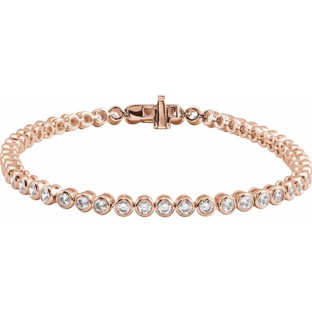 14K Rose 3 1/2 CTW Lab-Grown Diamond Bezel-Set 7" Bracelet