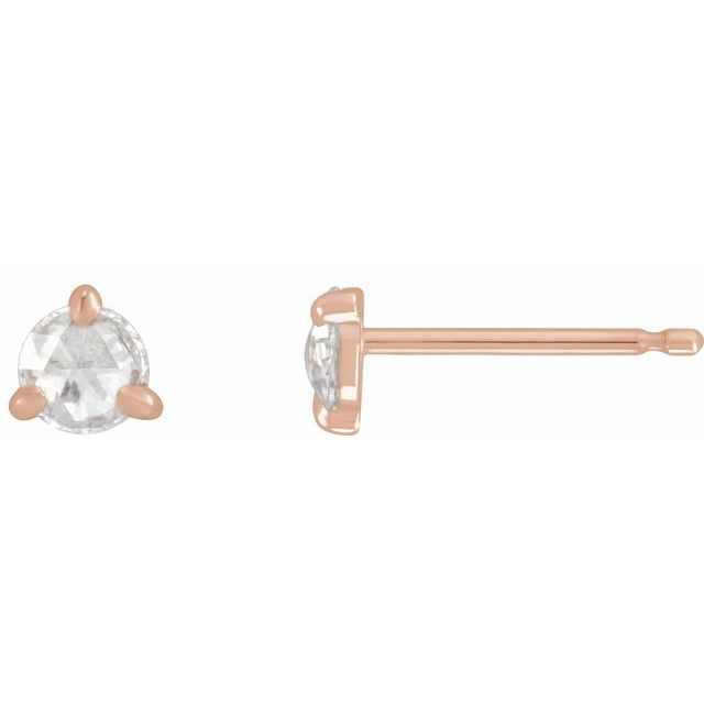 14K Rose 1/8 CTW Rose-Cut Natural Diamond Stud Earrings