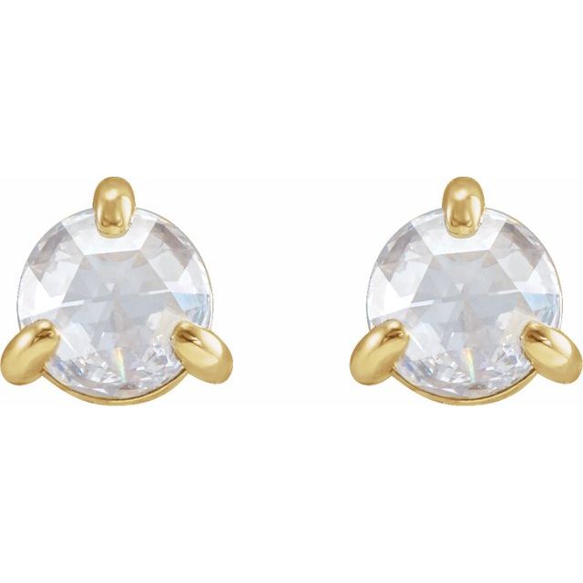 14K Yellow 3/8 CTW Rose-Cut Natural Diamond Stud Earrings