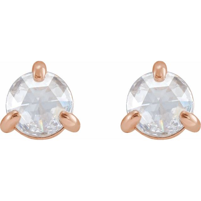 14K Rose 1/8 CTW Rose-Cut Natural Diamond Stud Earrings