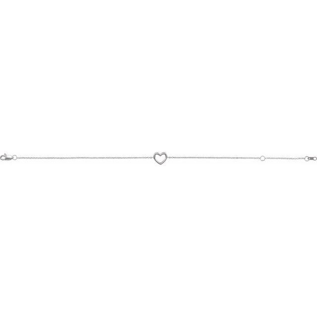 14K White Heart 6 1/2-7 1/2" Bracelet