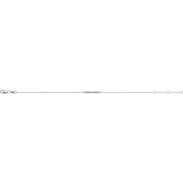 Sterling Silver 1/10 CTW Natural Diamond Beaded Bar 6 1/2-7 1/2" Bracelet