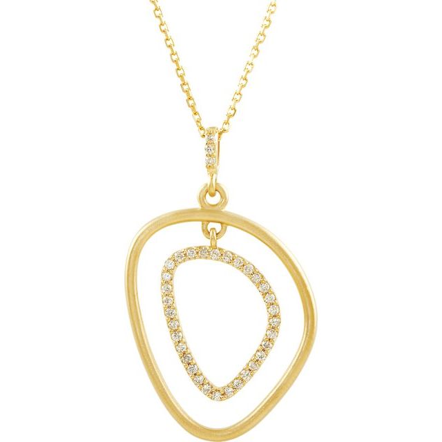 14K Yellow Gold 1/6 CTW Natural Diamond Open Silhouette Necklace - Part #85432 - Motek Jewelry