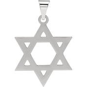 14K White 25x19 mm Star of David Pendant