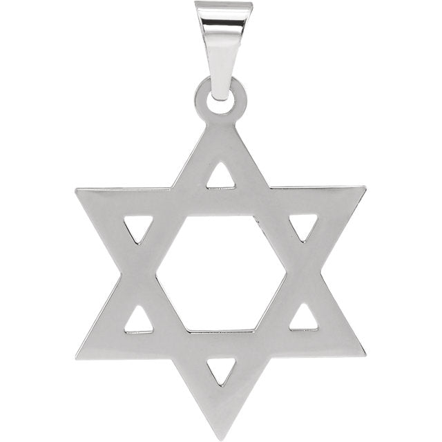 14K White 25x19 mm Star of David Pendant