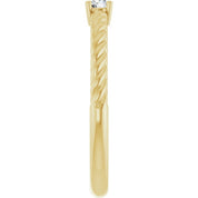 14K Yellow 3 mm Natural White Sapphire Solitaire Rope Ring
