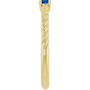 14K Yellow Gold 3 mm Lab-Grown Blue Sapphire Solitaire Rope Ring