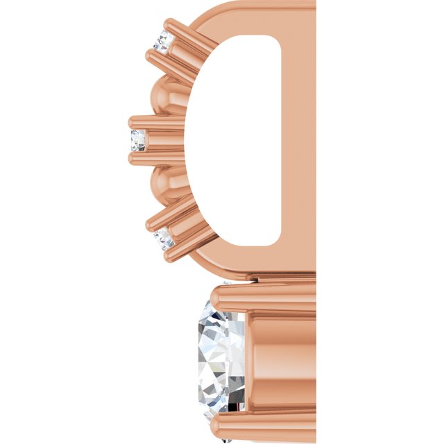 14K Rose Imitation Diamond & .01 CTW Natural Diamond Charm/Pendant