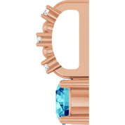 14K Rose Imitation Blue Zircon & .01 CTW Natural Diamond Charm/Pendant