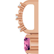 14K Rose Imitation Pink Tourmaline & .01 CTW Natural Diamond Charm/Pendant