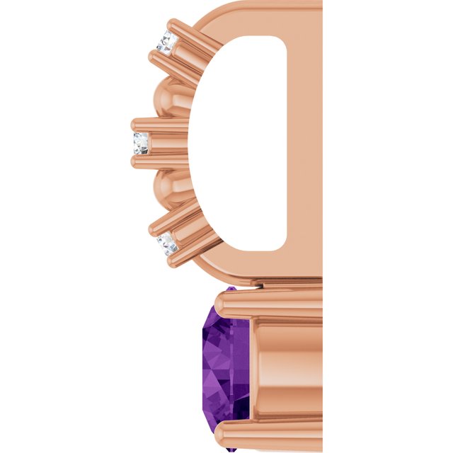 14K Rose Imitation Amethyst & .01 CTW Natural Diamond Charm/Pendant