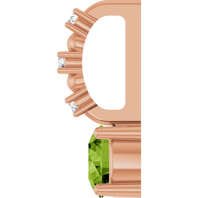 14K Rose Imitation Peridot & .01 CTW Natural Diamond Charm/Pendant