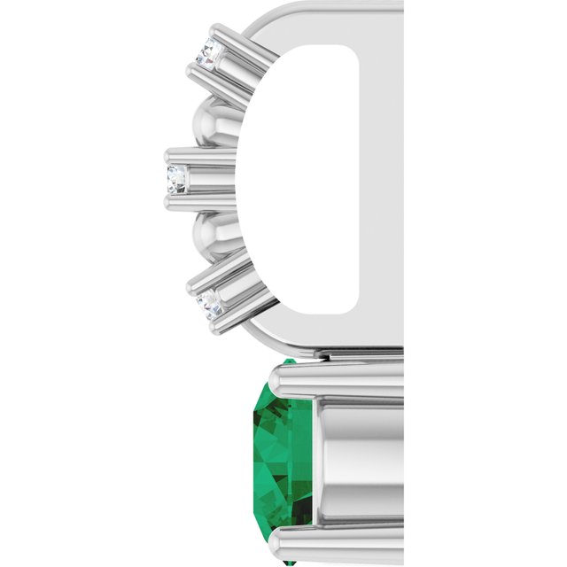 Sterling Silver Lab-Grown Emerald & .01 CTW Natural Diamond Pendant