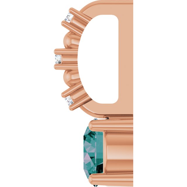 14K Rose Imitation Alexandrite & .01 CTW Natural Diamond Charm/Pendant