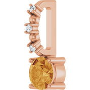 14K Rose Imitation Citrine & .01 CTW Natural Diamond Charm/Pendant