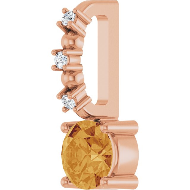 14K Rose Imitation Citrine & .01 CTW Natural Diamond Charm/Pendant