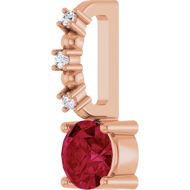 14K Rose Lab-Grown Ruby & .01 CTW Natural Diamond Pendant