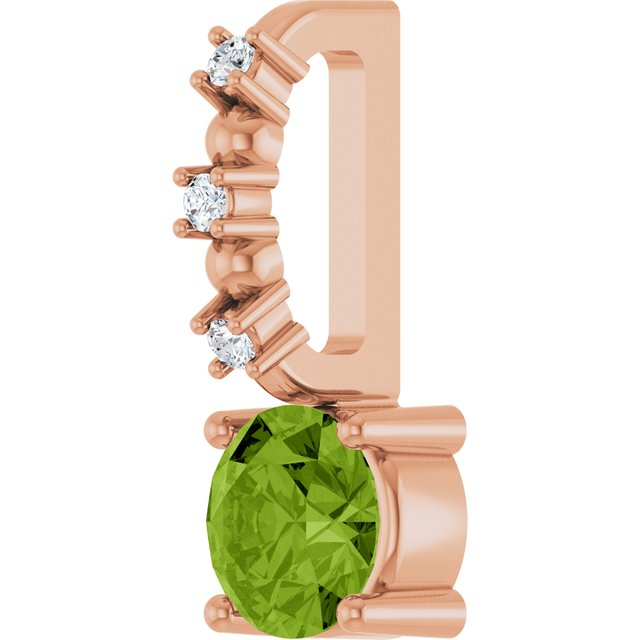 14K Rose Imitation Peridot & .01 CTW Natural Diamond Charm/Pendant