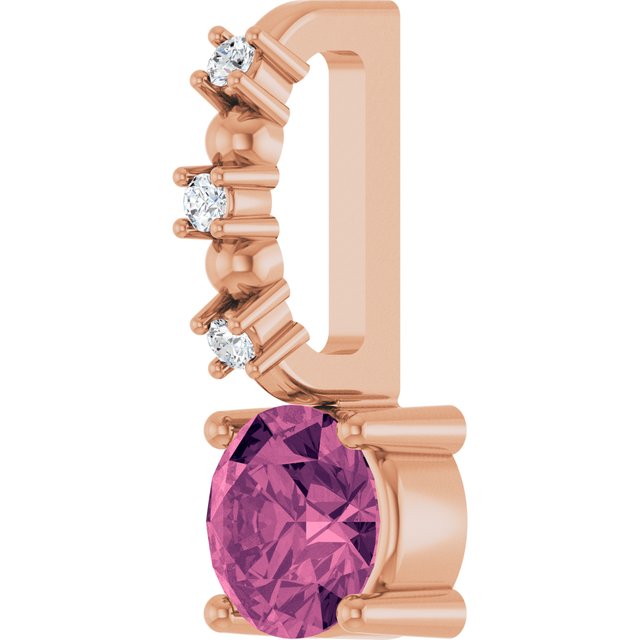 14K Rose Imitation Pink Tourmaline & .01 CTW Natural Diamond Charm/Pendant