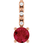 14K Rose Lab-Grown Ruby & .01 CTW Natural Diamond Pendant