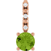 14K Rose Imitation Peridot & .01 CTW Natural Diamond Charm/Pendant