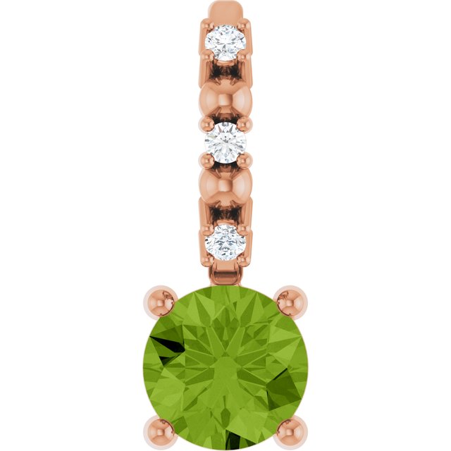 14K Rose Imitation Peridot & .01 CTW Natural Diamond Charm/Pendant