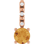 14K Rose Imitation Citrine & .01 CTW Natural Diamond Charm/Pendant