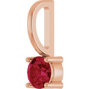 14K Rose Lab-Grown Ruby Solitaire Charm/Pendant