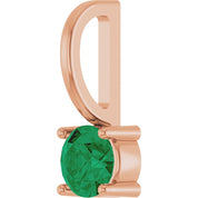 14K Rose Lab-Grown Emerald Solitaire Charm/Pendant