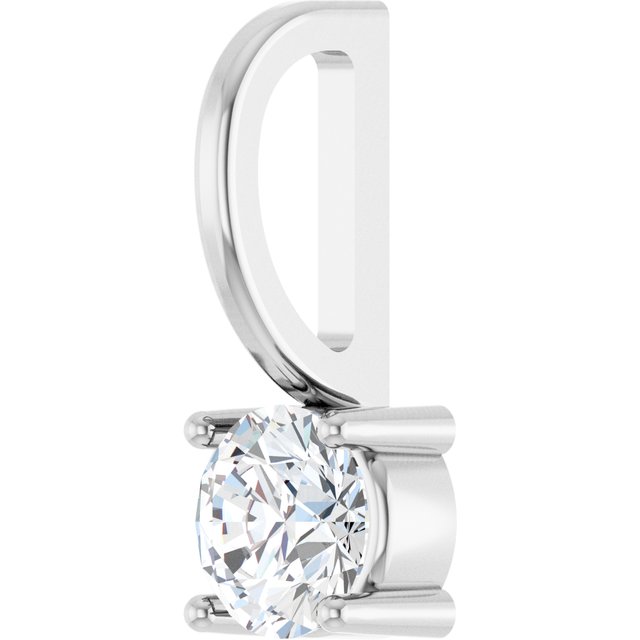 14K White 1/4 CTW Natural Diamond Solitaire Charm/Pendant