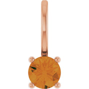 14K Rose Imitation Citrine Solitaire Charm/Pendant