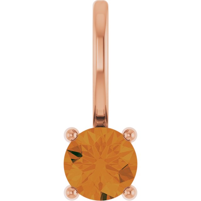 14K Rose Imitation Citrine Solitaire Charm/Pendant