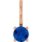 14K Rose Lab-Grown Blue Sapphire Solitaire Charm/Pendant