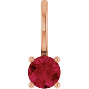 14K Rose Lab-Grown Ruby Solitaire Charm/Pendant