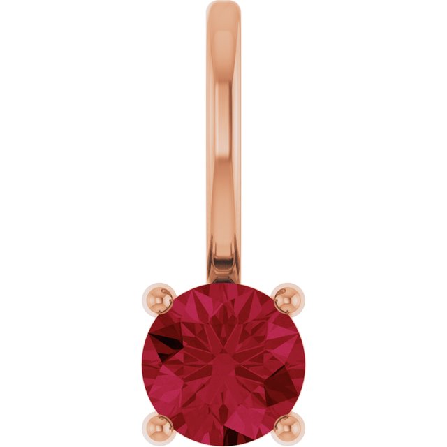 14K Rose Lab-Grown Ruby Solitaire Charm/Pendant