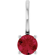 Sterling Silver Lab-Grown Ruby Solitaire Charm/Pendant