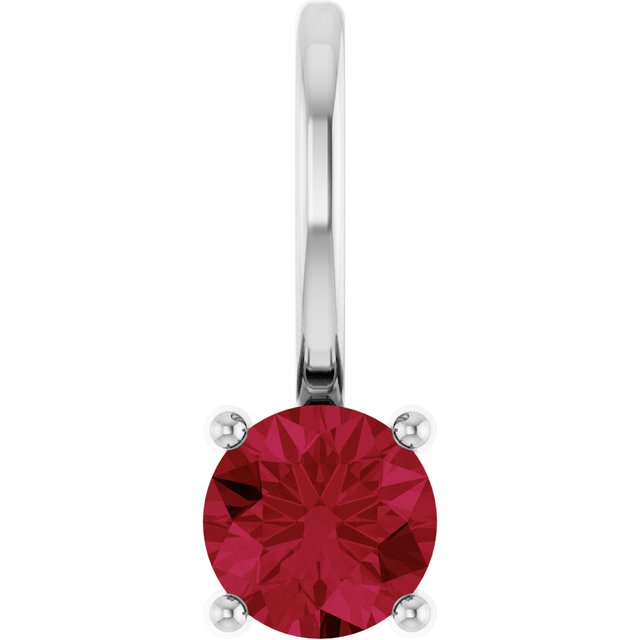 Sterling Silver Lab-Grown Ruby Solitaire Charm/Pendant