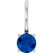 Sterling Silver Lab-Grown Blue Sapphire Solitaire Charm/Pendant