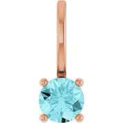 14K Rose Imitation Blue Zircon Solitaire Charm/Pendant